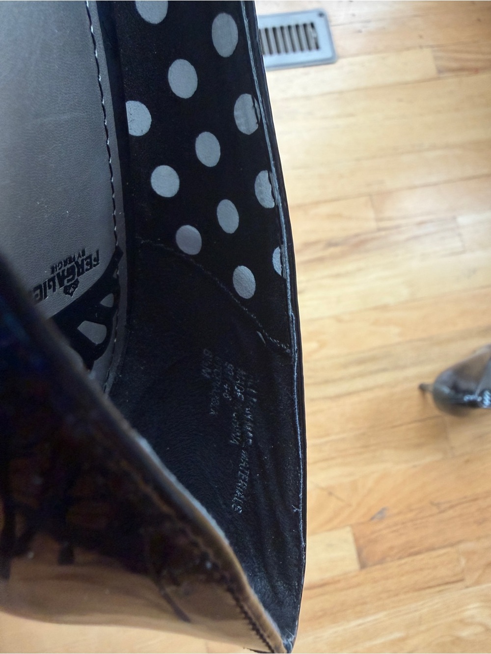 Fergalicious Black Patent Round-Toe Pumps with Polka Dot Lining - Picture 8 of 9